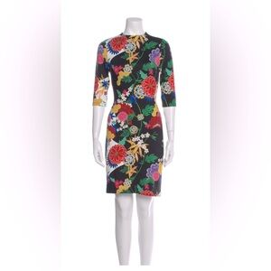 Alice + Olivia Delora midi dress size 12 floral pattern